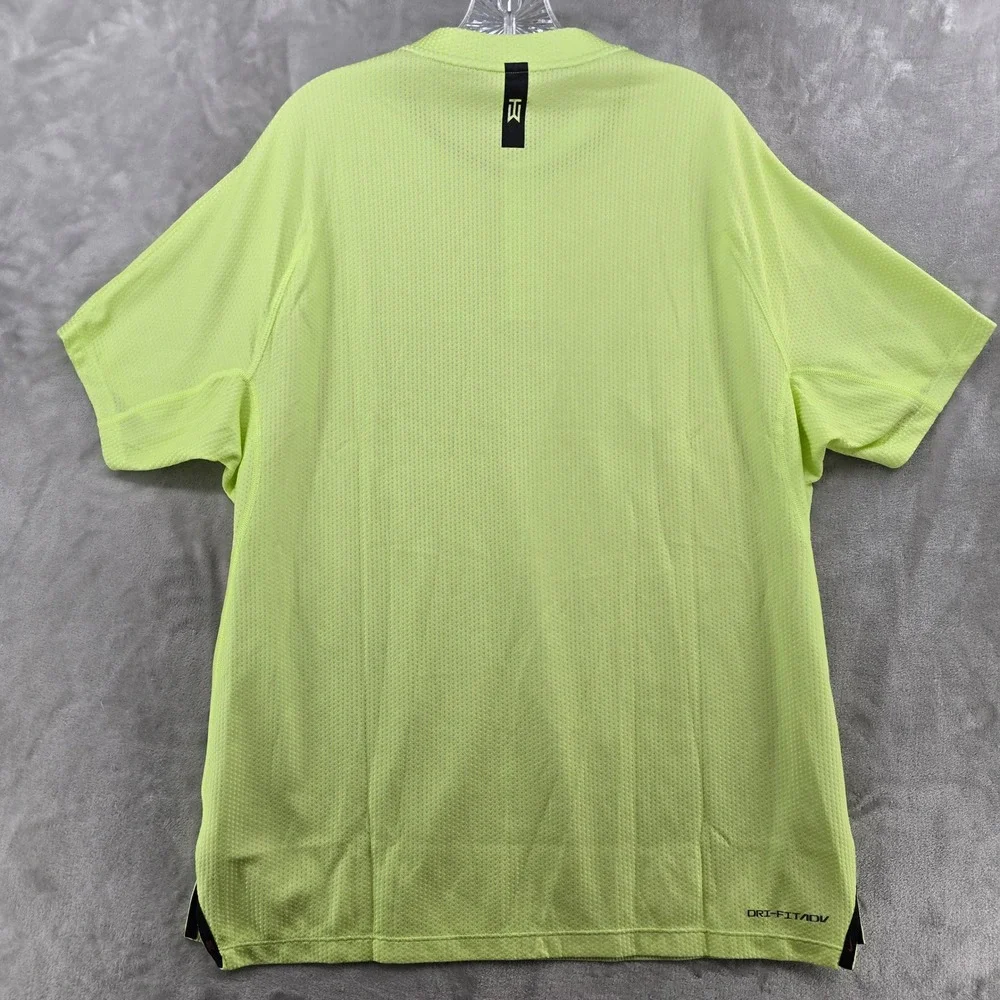 Nike Tiger Woods Collection Polo Mens Large Lime Green Dri-Fit ADV Golf Shirt